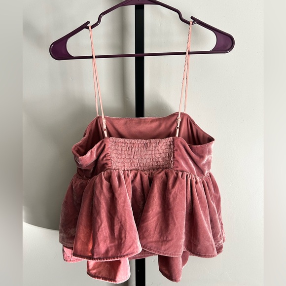 NWOT Urban Outfitters Velvet Babydoll Strapless Tank Dusty Pink - Picture 4 of 4